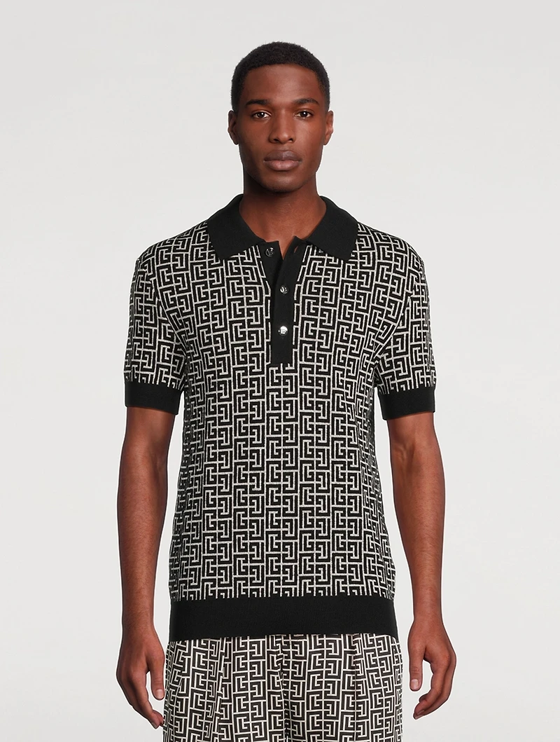Monogram Wool And Linen Polo Shirt