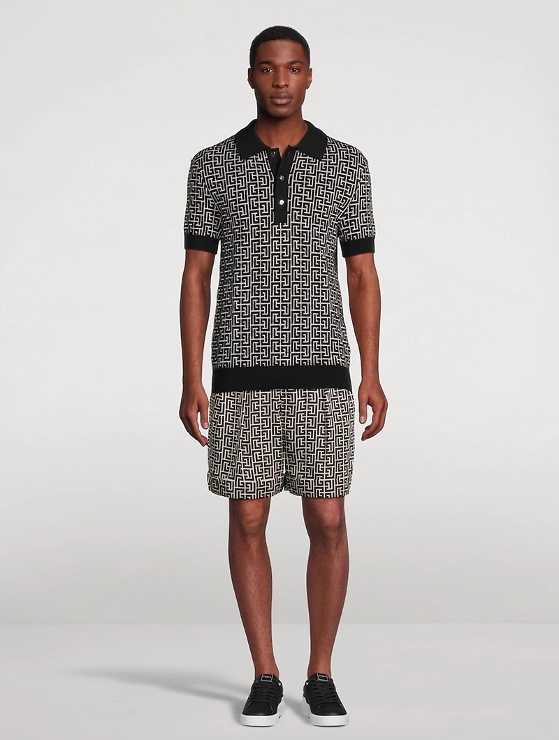 Monogram Wool And Linen Polo Shirt