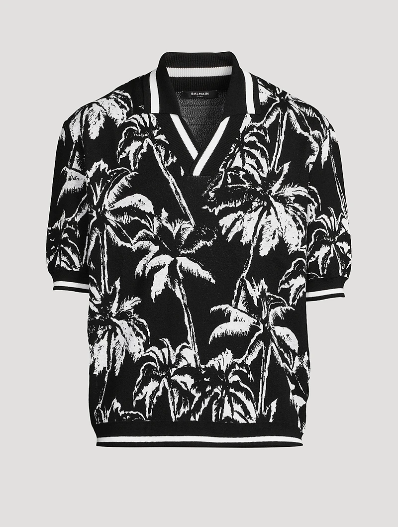 Palm Tree Knit Polo Shirt