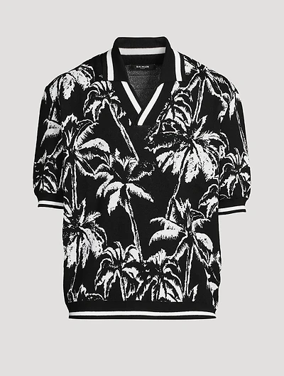 Palm Tree Knit Polo Shirt