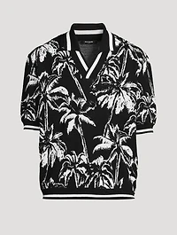 Palm Tree Knit Polo Shirt
