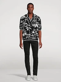 Palm Tree Knit Polo Shirt