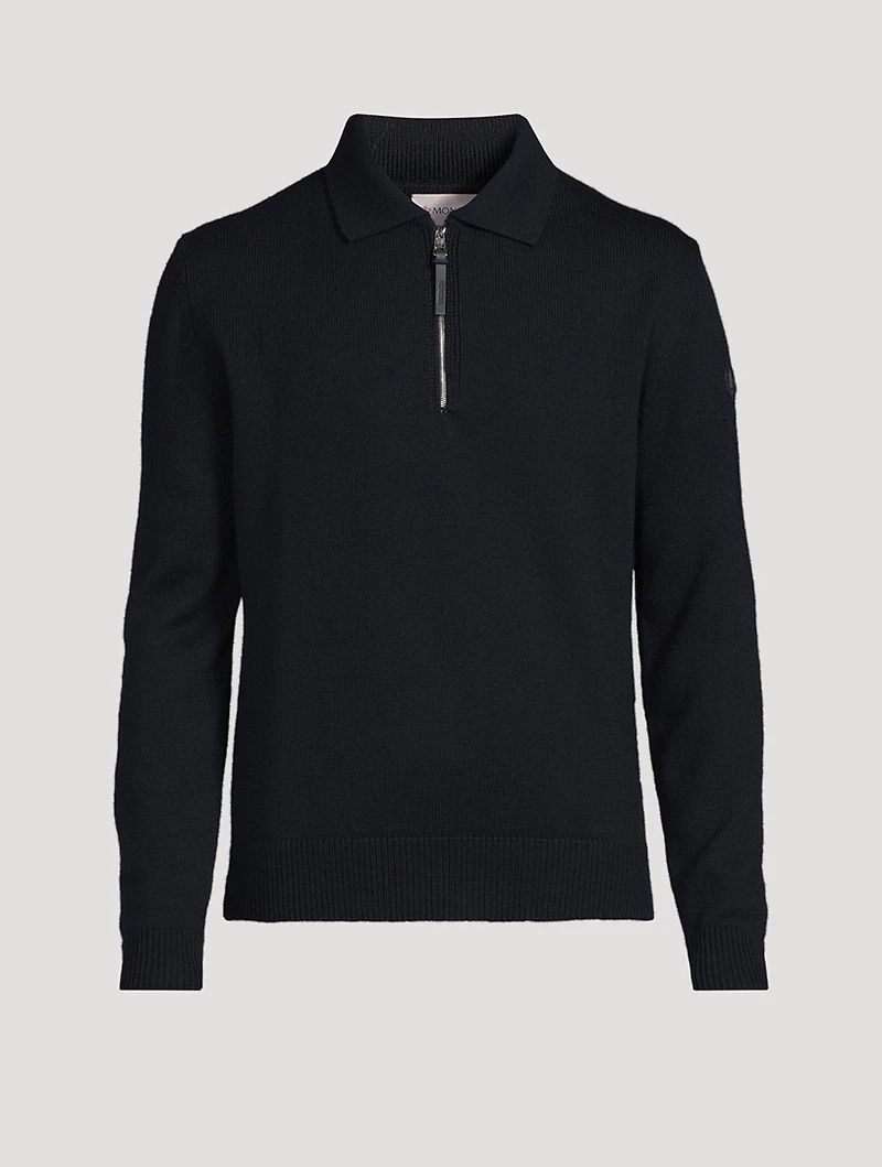 Wool Quarter-Zip Polo Sweater