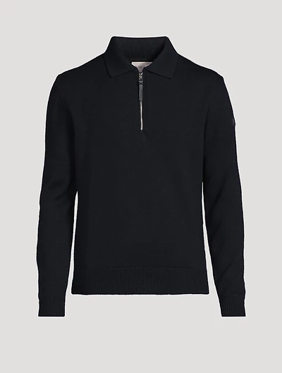 Wool Quarter-Zip Polo Sweater