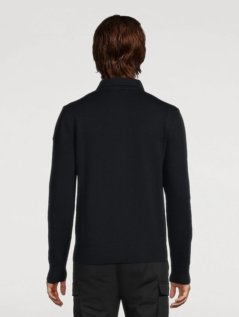 Wool Quarter-Zip Polo Sweater