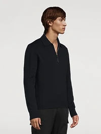 Wool Quarter-Zip Polo Sweater