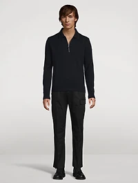 Wool Quarter-Zip Polo Sweater