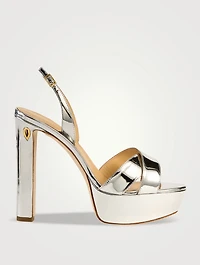 Leonardo Metallic Leather Platform Sandals