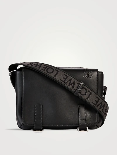 XS Leather And Jacquard Military Messenger Bag