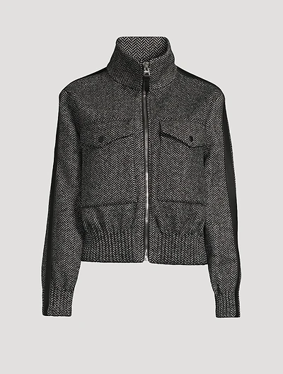 Patty Herringbone Bomber Jacket