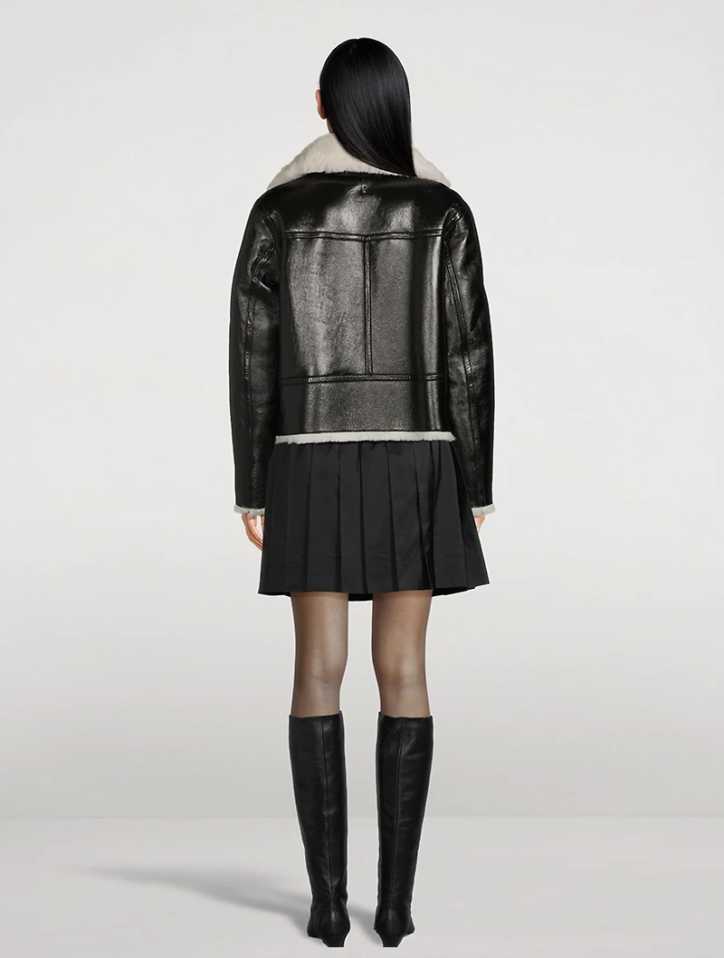 Betty Reversible Leather And Shearling Moto Jacket