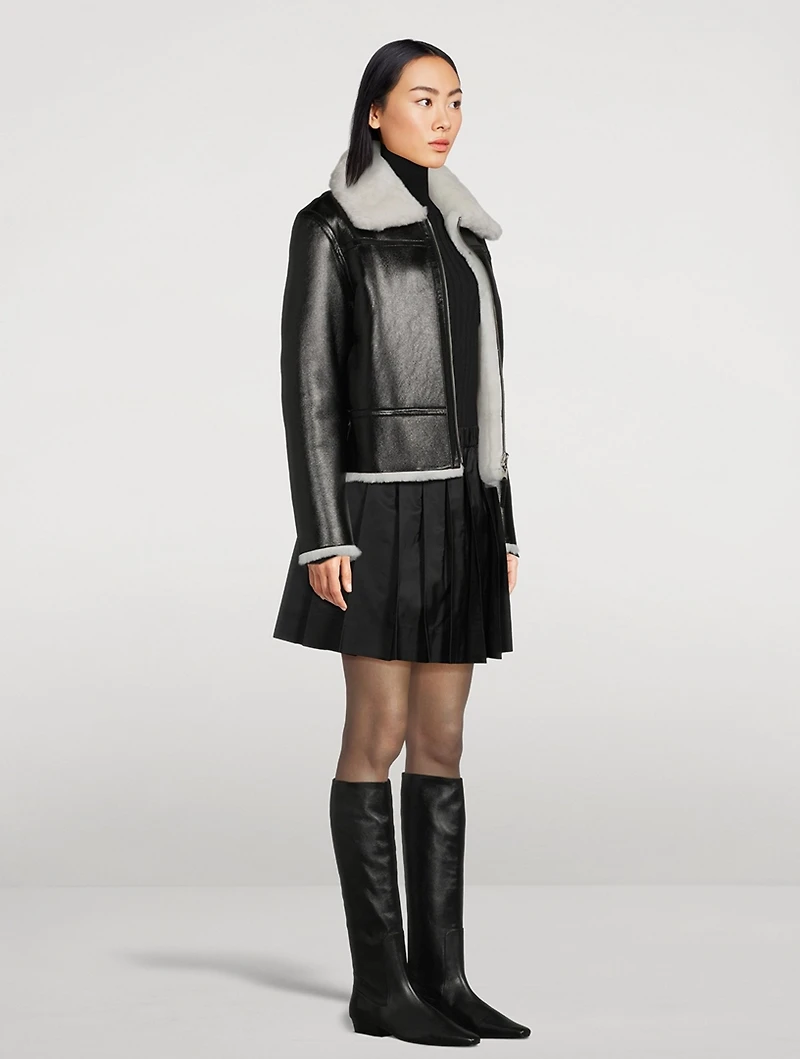 Betty Reversible Leather And Shearling Moto Jacket