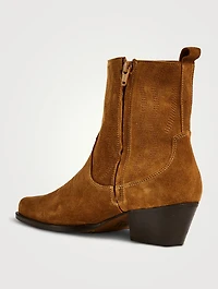 Metallic Leather Western Ankle Boots