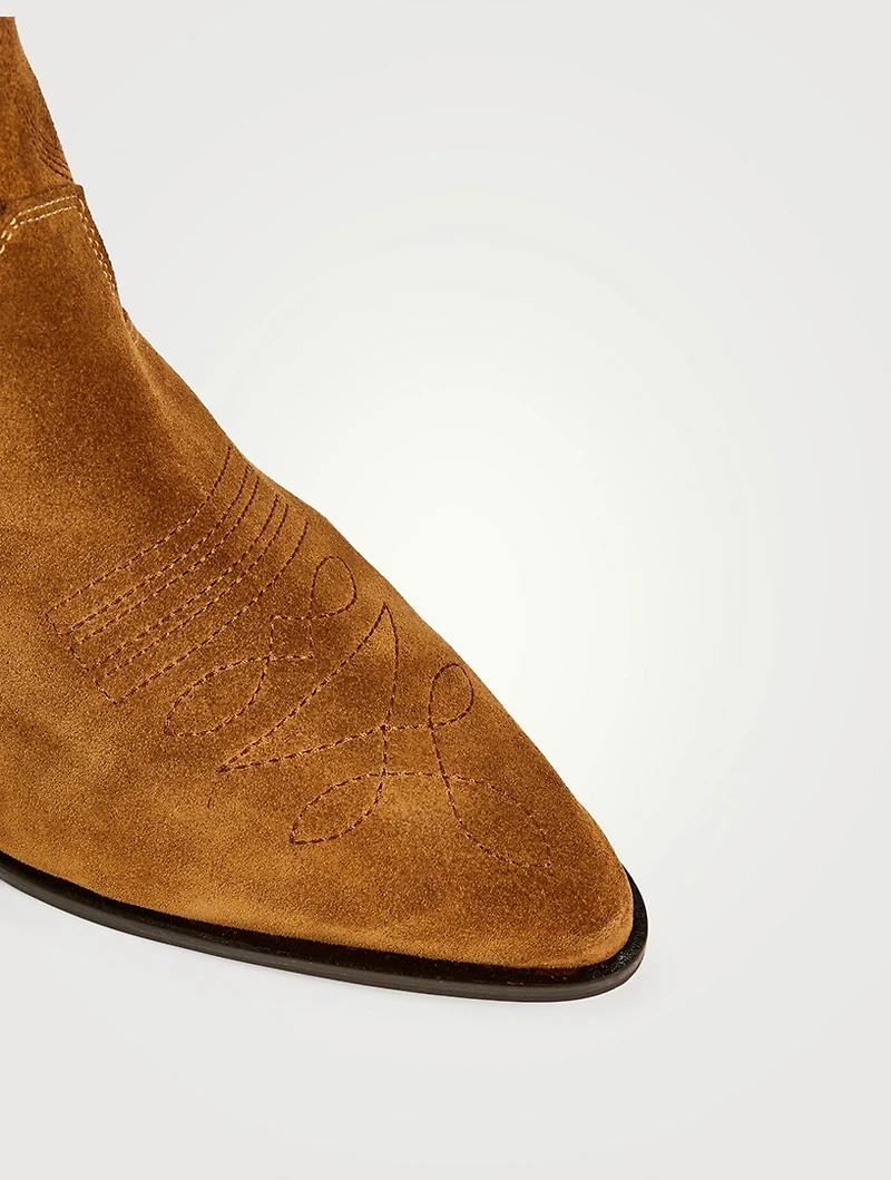 Metallic Leather Western Ankle Boots