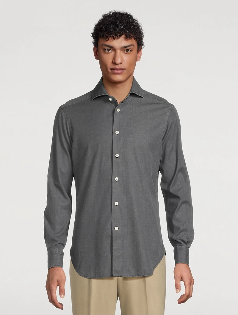 Stretch Cotton Long-Sleeve Shirt