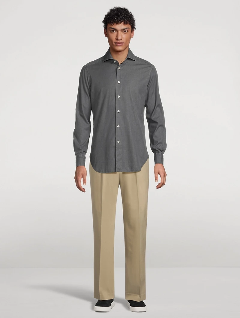 Stretch Cotton Long-Sleeve Shirt