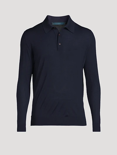 Wool Long-Sleeve Polo