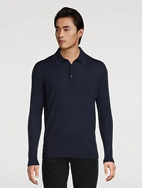Wool Long-Sleeve Polo