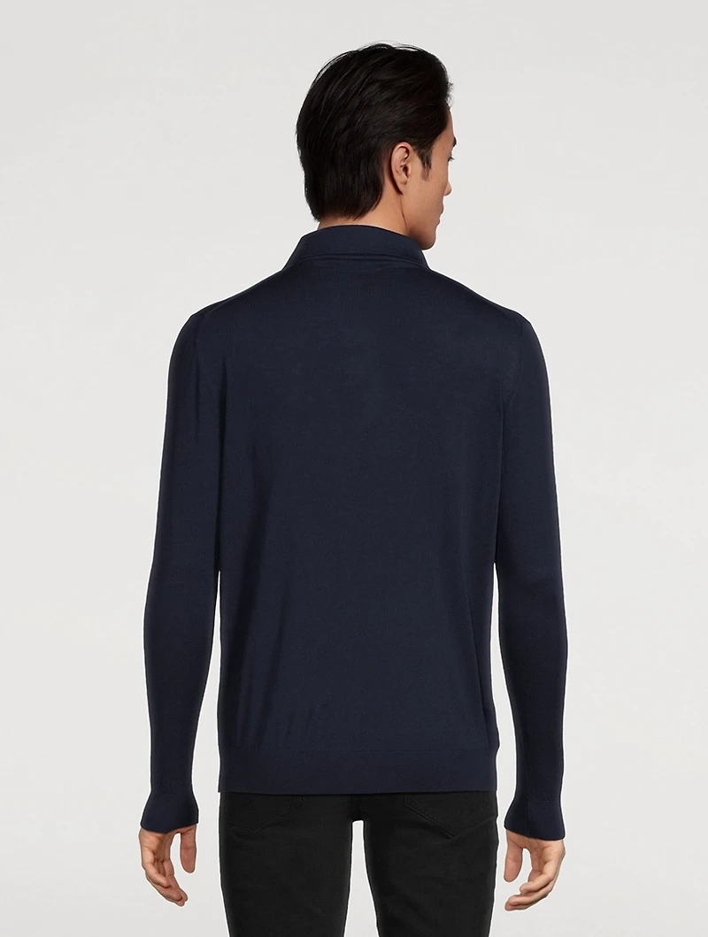 Wool Long-Sleeve Polo
