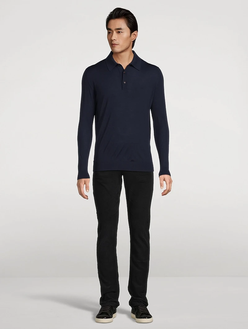 Wool Long-Sleeve Polo