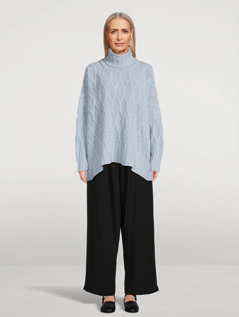 Trellis Cable-Knit Cashmere Turtleneck Sweater