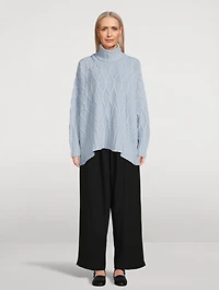Trellis Cable-Knit Cashmere Turtleneck Sweater