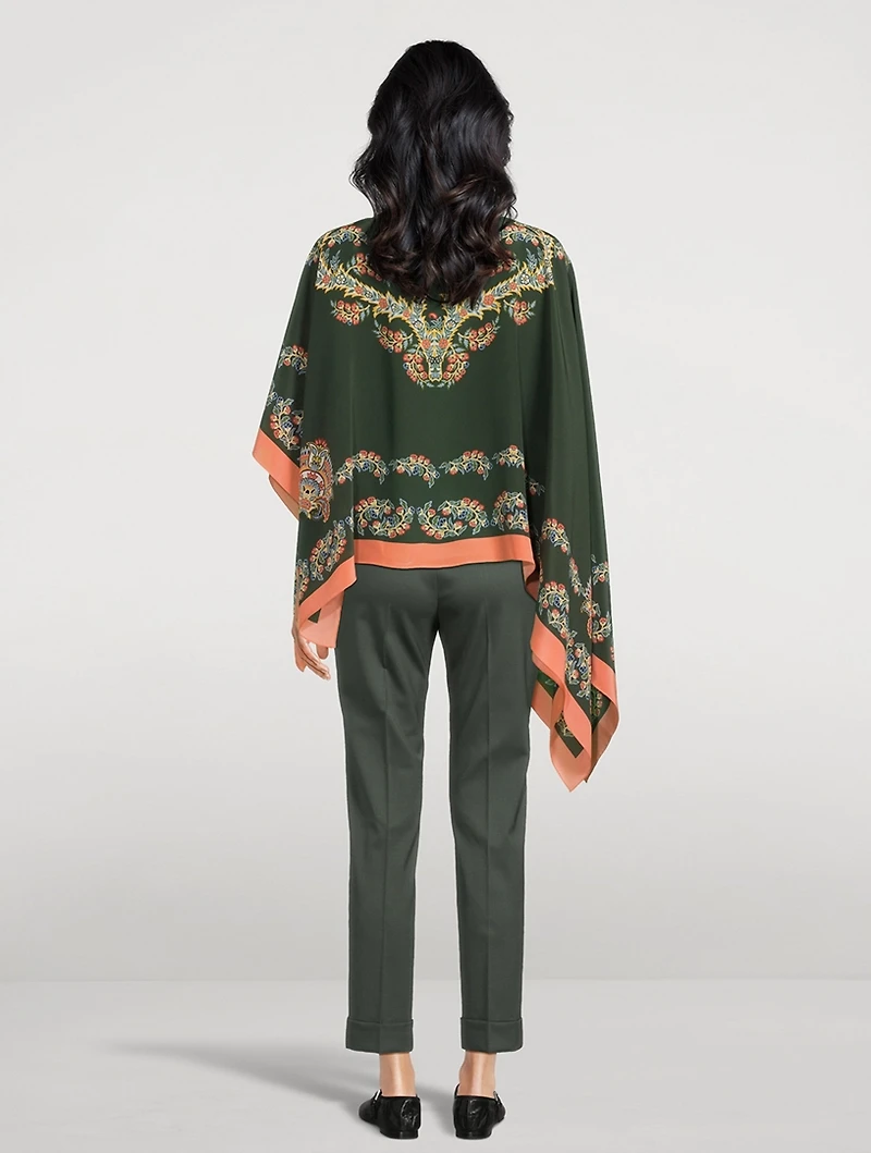 Printed Silk Poncho