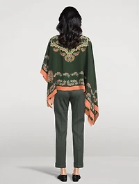 Printed Silk Poncho