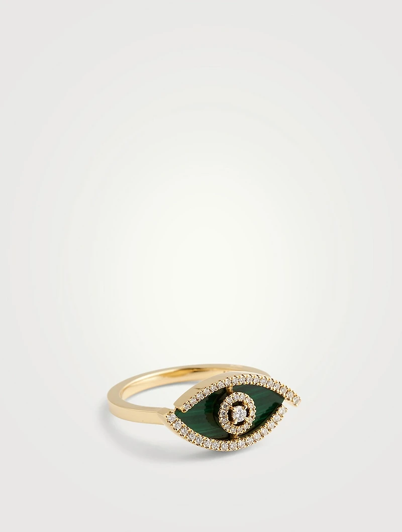 Lucky Eye Malachite 18K Gold Ring With Diamonds