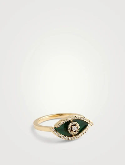 Lucky Eye Malachite 18K Gold Ring With Diamonds