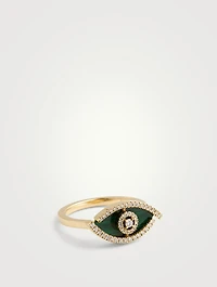 Lucky Eye Malachite 18K Gold Ring With Diamonds