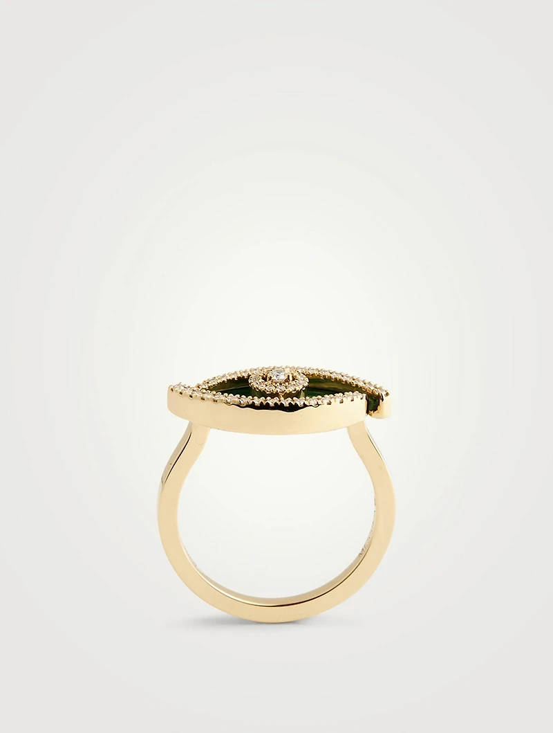 Lucky Eye Malachite 18K Gold Ring With Diamonds