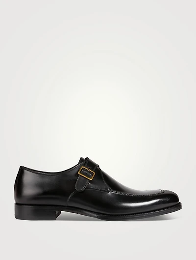 Burnished Leather Monk Strap Shoes