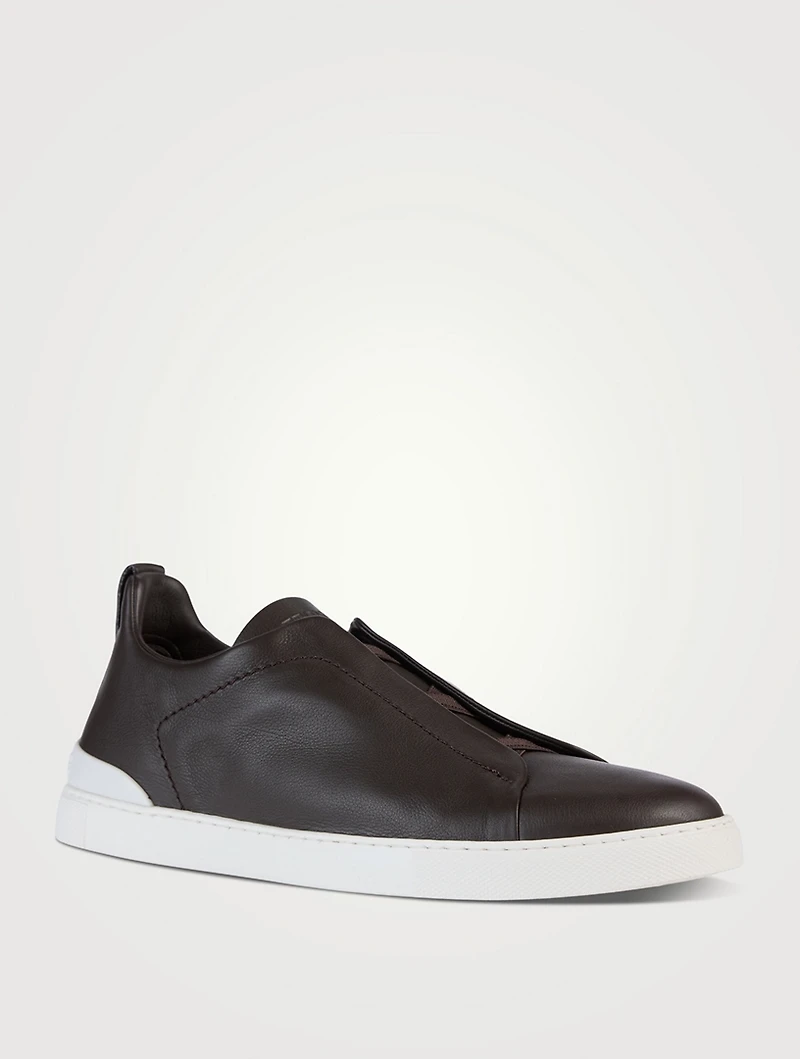 Triple Stitch Leather Sneakers