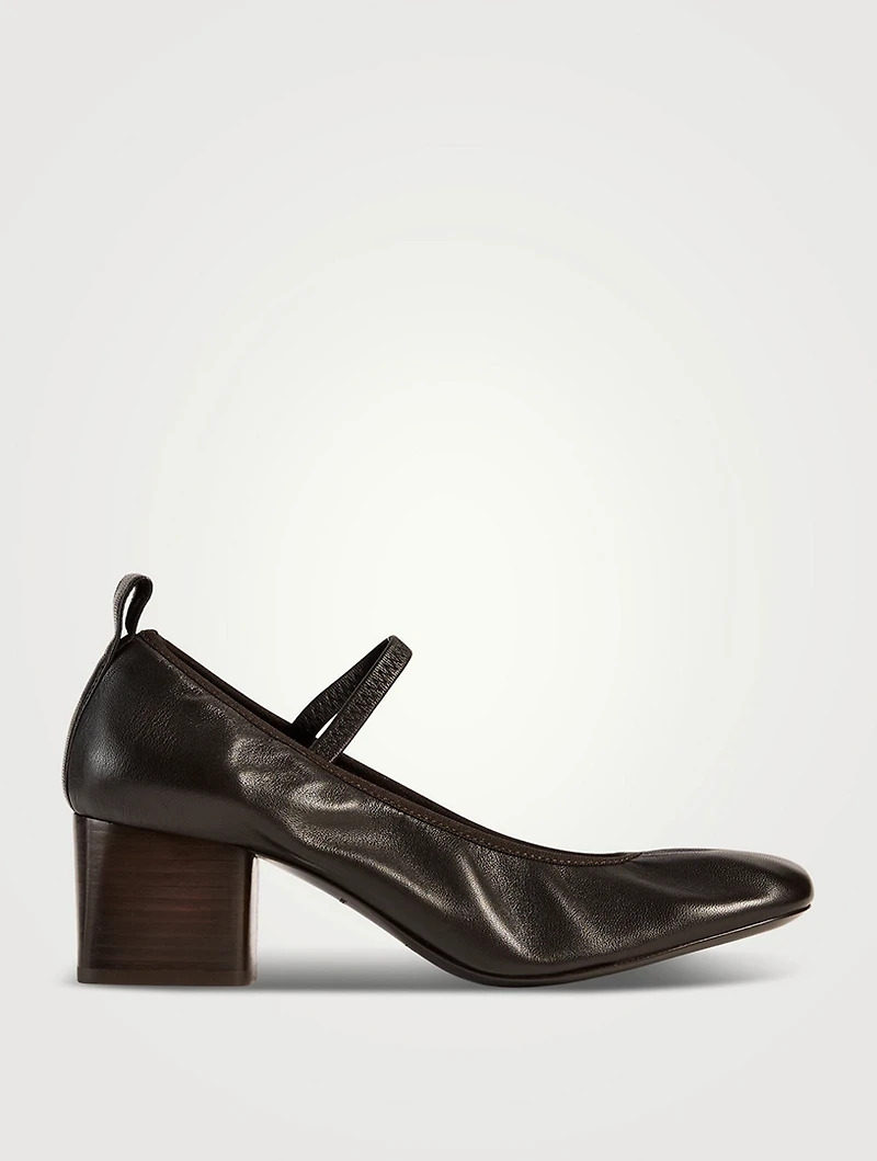 Square Leather Ballerina Pumps