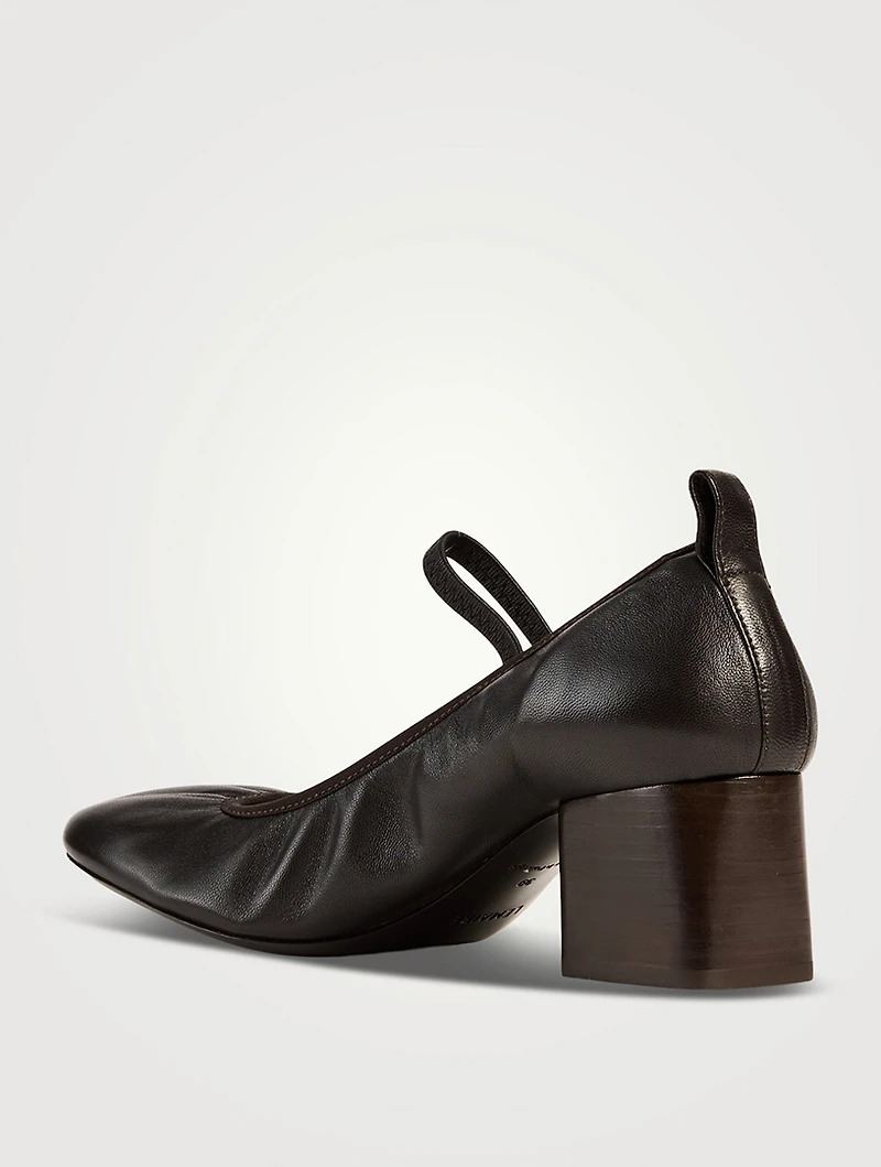 Square Leather Ballerina Pumps