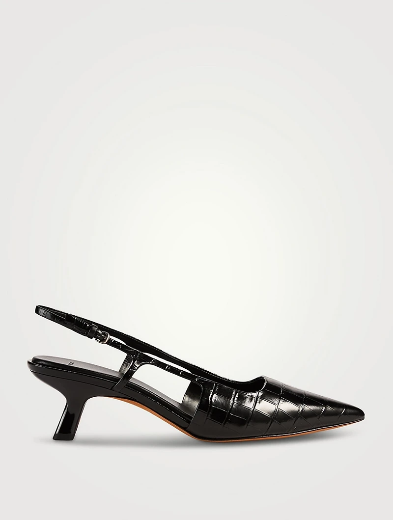 Bianca Croc-Embossed Leather Slingback Pumps