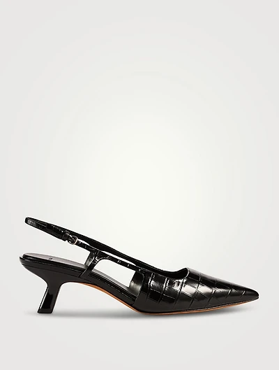 Bianca Croc-Embossed Leather Slingback Pumps