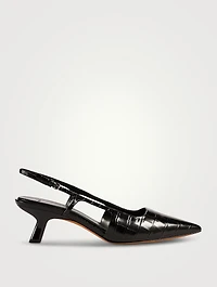 Bianca Croc-Embossed Leather Slingback Pumps