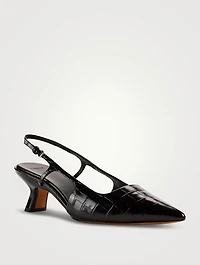 Bianca Croc-Embossed Leather Slingback Pumps