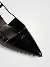 Bianca Croc-Embossed Leather Slingback Pumps