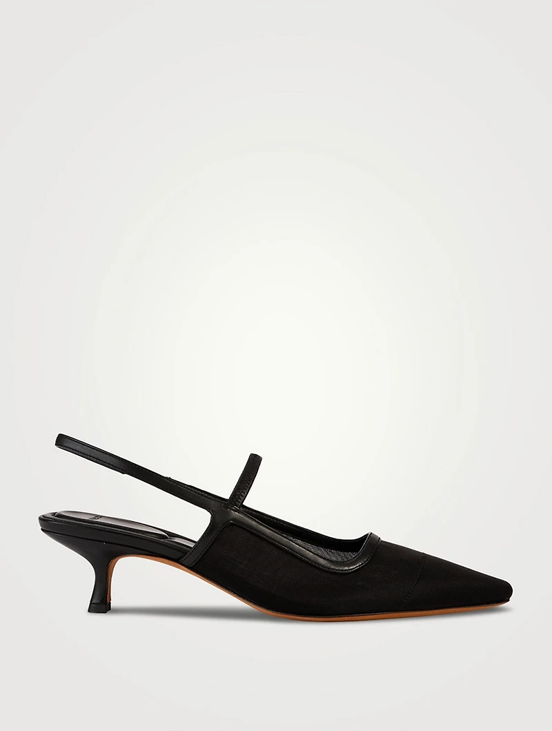 Venice Mesh And Leather Slingback Pumps