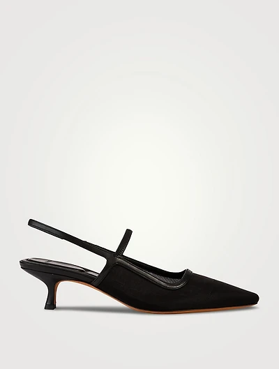 Venice Mesh And Leather Slingback Pumps