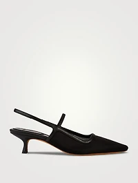 Venice Mesh And Leather Slingback Pumps