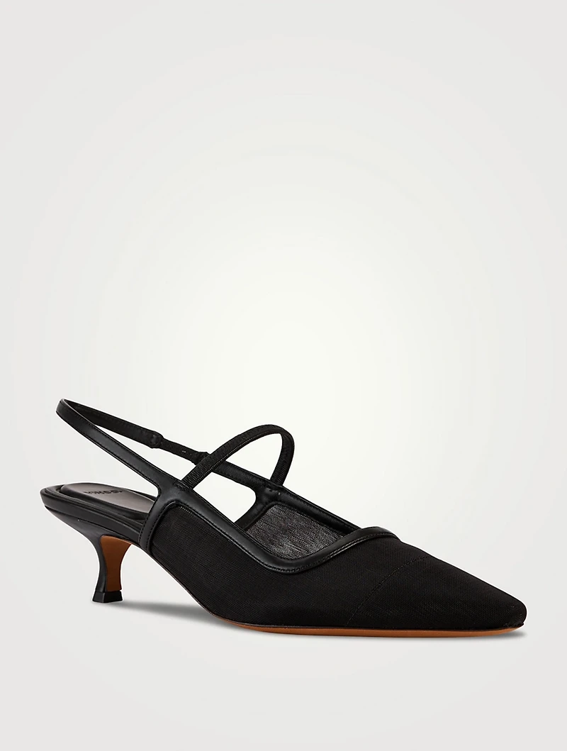 Venice Mesh And Leather Slingback Pumps