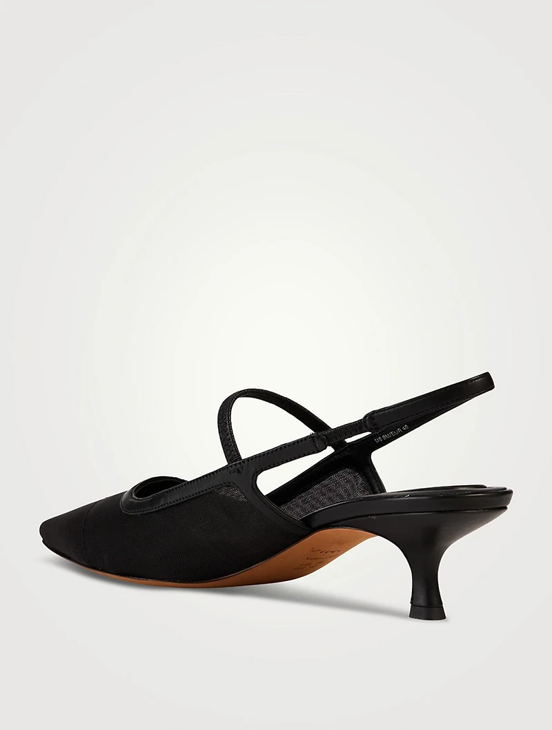 Venice Mesh And Leather Slingback Pumps