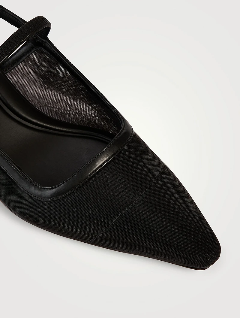 Venice Mesh And Leather Slingback Pumps
