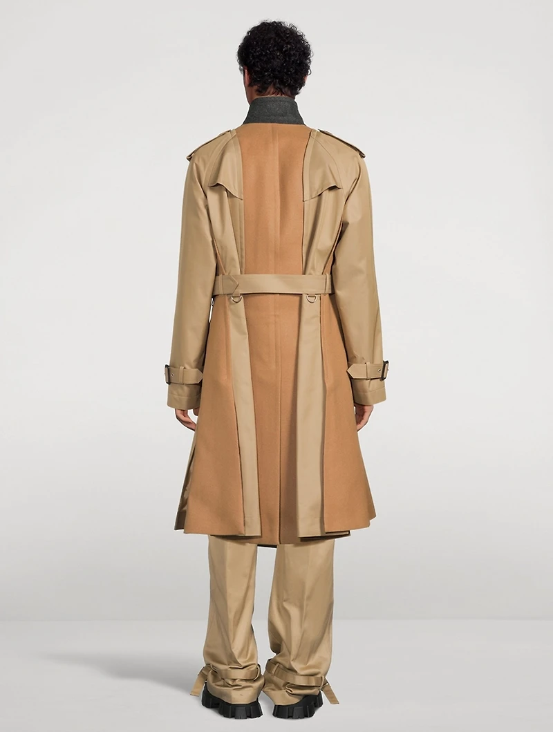 Cotton Gabardine x Wool Melton Coat