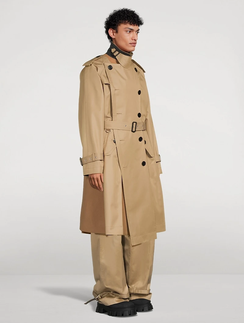 Cotton Gabardine x Wool Melton Coat