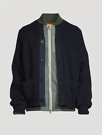 Nylon Twill x Knit Cardigan